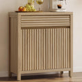 SICOTAS 29" Fluted Buffet Cabinet with Drawer, Modern Storage Cabinet | Elegant Fluted Design, Handle-Free, Adjustable Shelf, 1.38" Thick Panels, Living Room, Kitchen & Entryway, 1 PCS, Light Oak