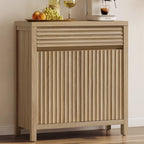 SICOTAS 29" Fluted Buffet Cabinet with Drawer, Modern Storage Cabinet | Elegant Fluted Design, Handle-Free, Adjustable Shelf, 1.38" Thick Panels, Living Room, Kitchen & Entryway, 1 PCS, Light Oak