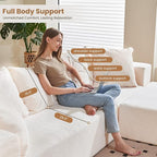 108" L-Shaped Boneless Couch, Modular Sectional Sofa with Moveable Ottoman, Corduroy Cloud Couches for Living Room, No Assembly, Ship in a Box, Beige