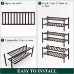 Smiry Shoe Rack, 6 Tier Thick Bamboo Shoe Organizer, Stackable Free Standing Wooden Shoe Storage Shelf for Closet, Entryway, Front Door Entrance, Brown