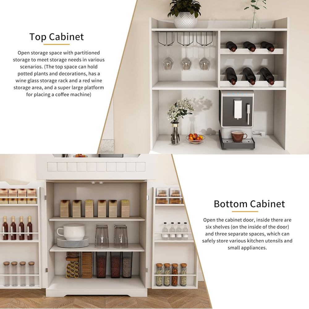 HRVEOCEI 71" Pantry Cabinets for Kitchen Storage, White Farmhouse Kitche...
