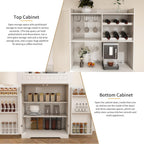 72" Buffet Cabinet with Hutch, Modern Farmhouse Sideboard with 2 Drawers & Barn Doors, Multi-Purpose Storage Cabinet for Kitchen, Dining Room, or Coffee Bar Station(White)