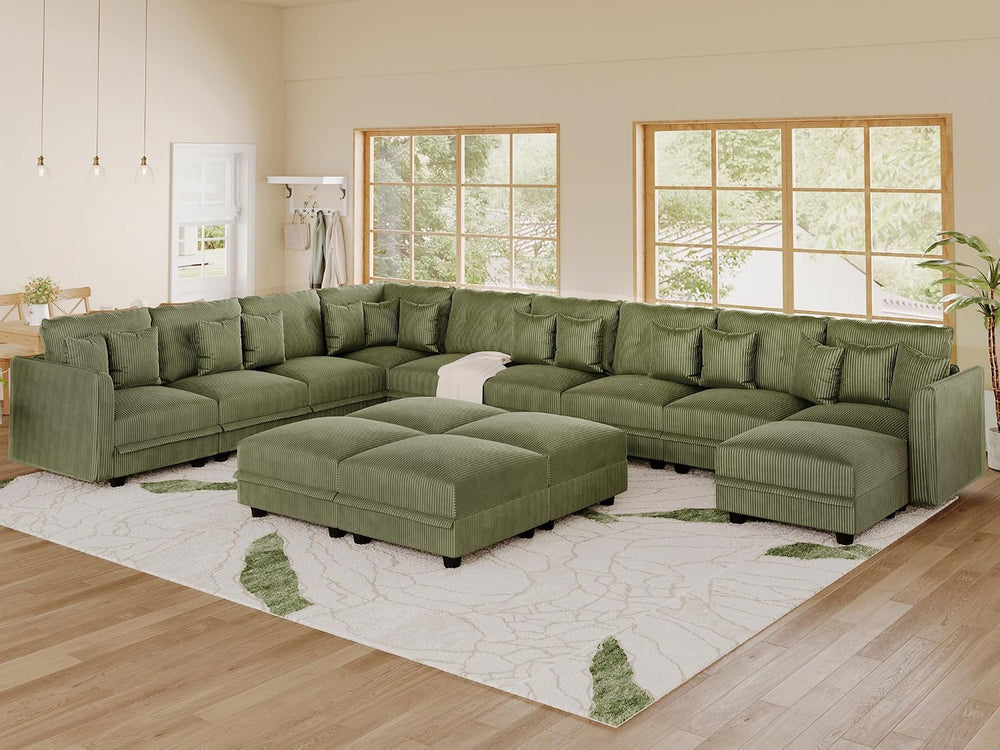 LLappuil 14-Seat Modular Sectional Sofa with Storage, 163" Oversized U-S...