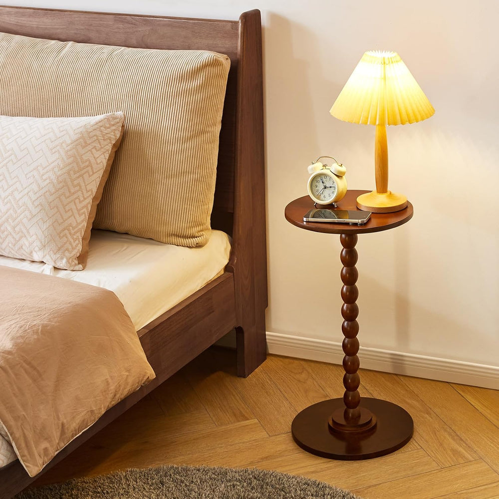 Aibiju Round Side Table, Solid Wood End Table, Small Drink Table Sofa End Tab...
