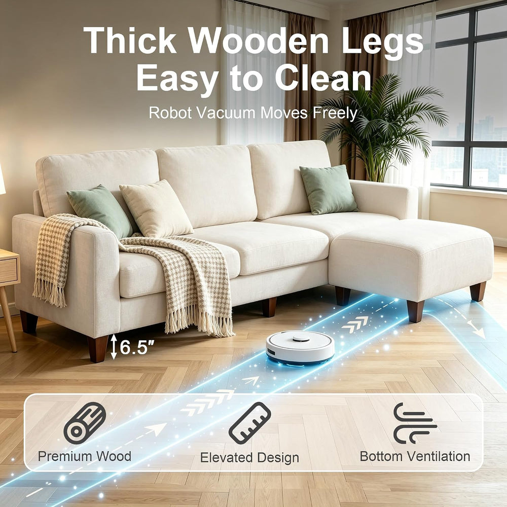 L Shaped Sectional Couch for Living Room, Modular Small Sofa with Ottoman | 9...