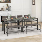 Giantex Dining Table Set for 4, Kitchen Table with Chairs & Bench, Storage Racks, Metal Frame, 4-Piece Space-Saving Dinette Set for Dining Room, Breakfast Nook, Small Space, Apartment, Grey