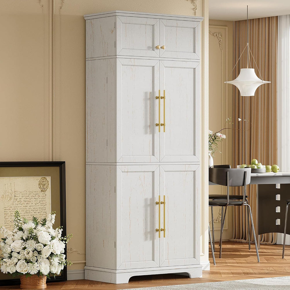 78.2" Tall Farmhouse Kitchen Pantry Cabinet with 8 Door Shelves,Storage ...