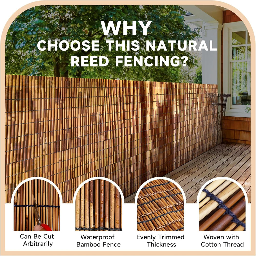 ZNCMRR Reed Fencing Rolls Fencing 4ft High Roll Reed Screen for Balcony Patio...