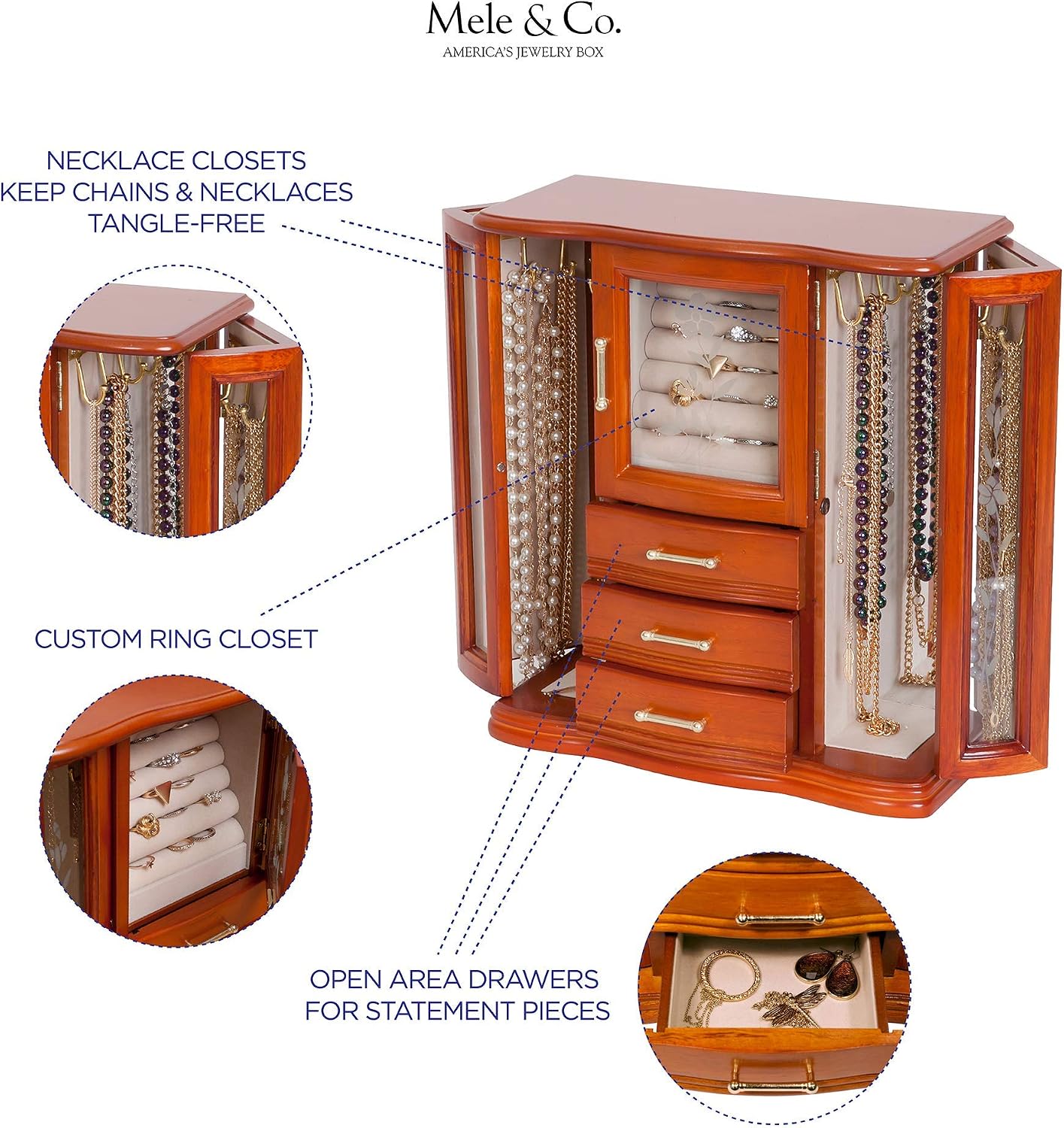 Mele and Co Richmond Wooden Jewelry Box