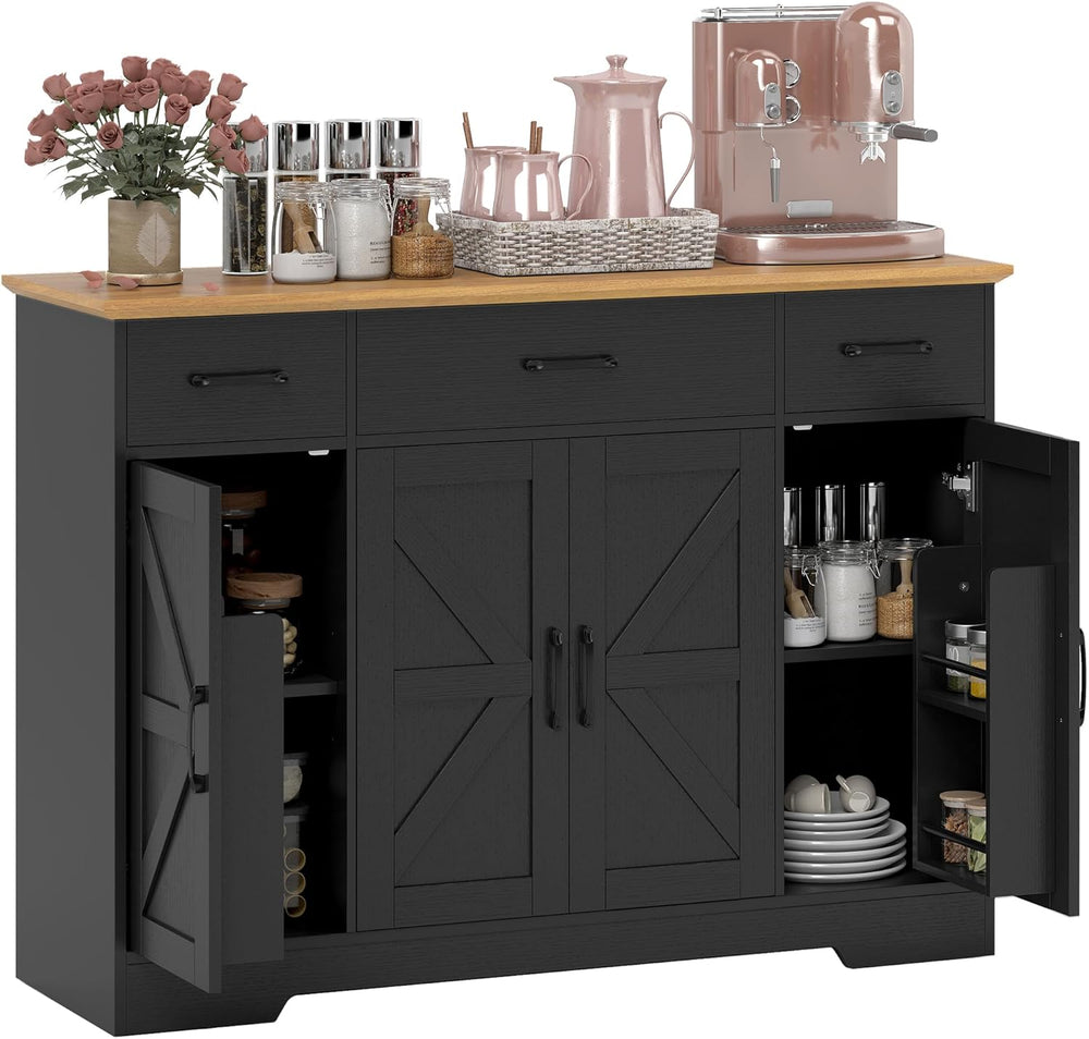 HOMCOM 47" Sideboard Buffet Cabinet, Farmhouse Credenza with Soft-Close ...