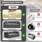 IDEALHOUSE 79" Convertible Futon Sofa Bed, Boneless Couch for Living Room | Folding Corduroy Sleeper Sofa, Modular Pull Out Couch with Pillows, Loveseat,No Assembly | Gray