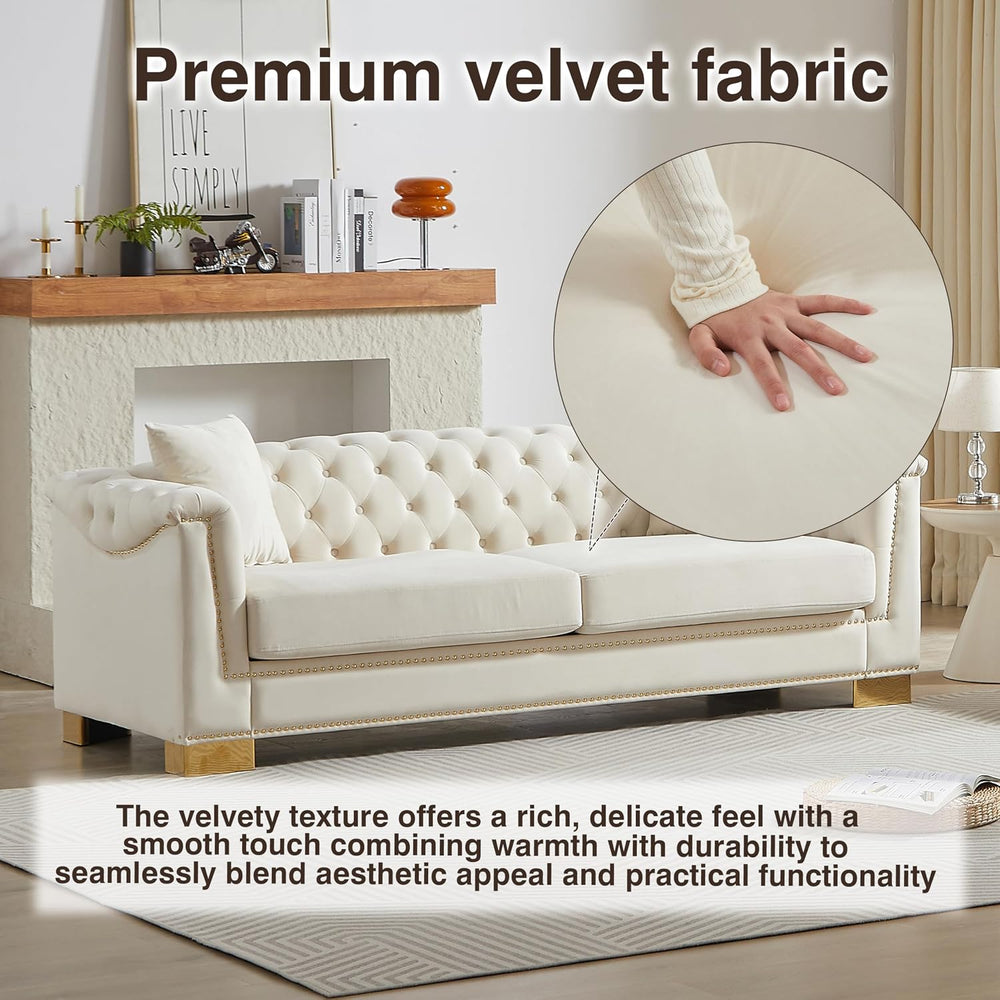 Harper & Bright Designs 84" Classic Modern Chesterfield Sofa - Velve...