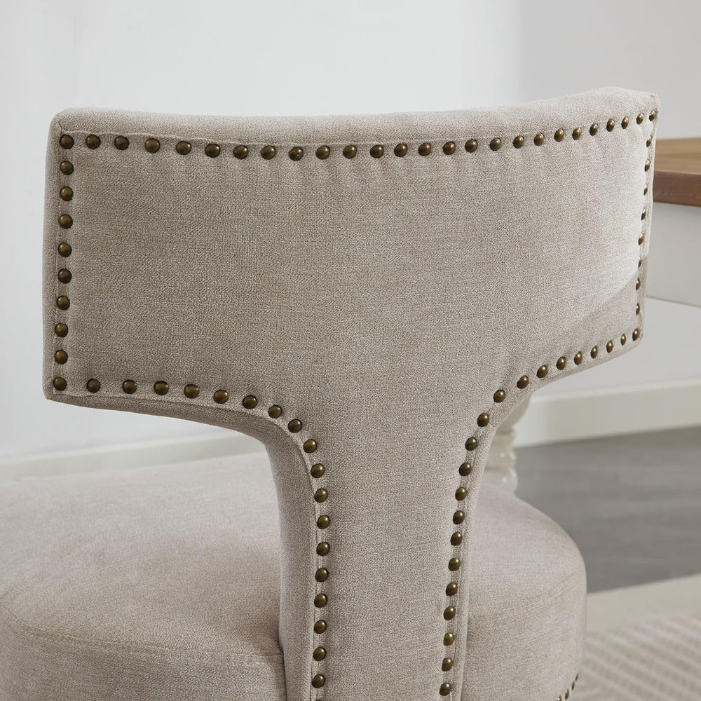 SoarFlash Modern Wooden Dining Chairs Set of 6, Farmhouse Linen Fabric Uphols...