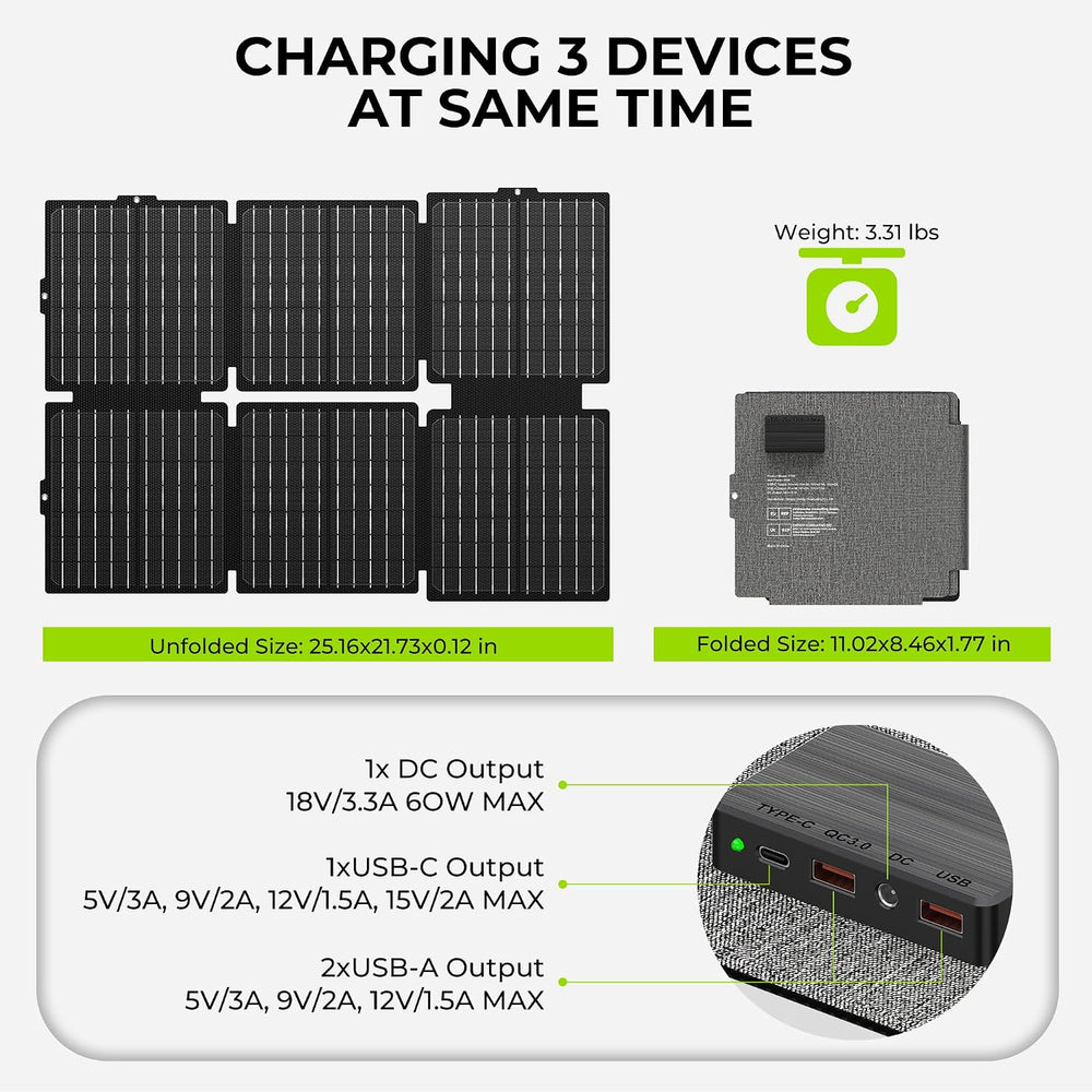 Portable Solar Generator 300W Power Station with 60W Foldable Solar Panel