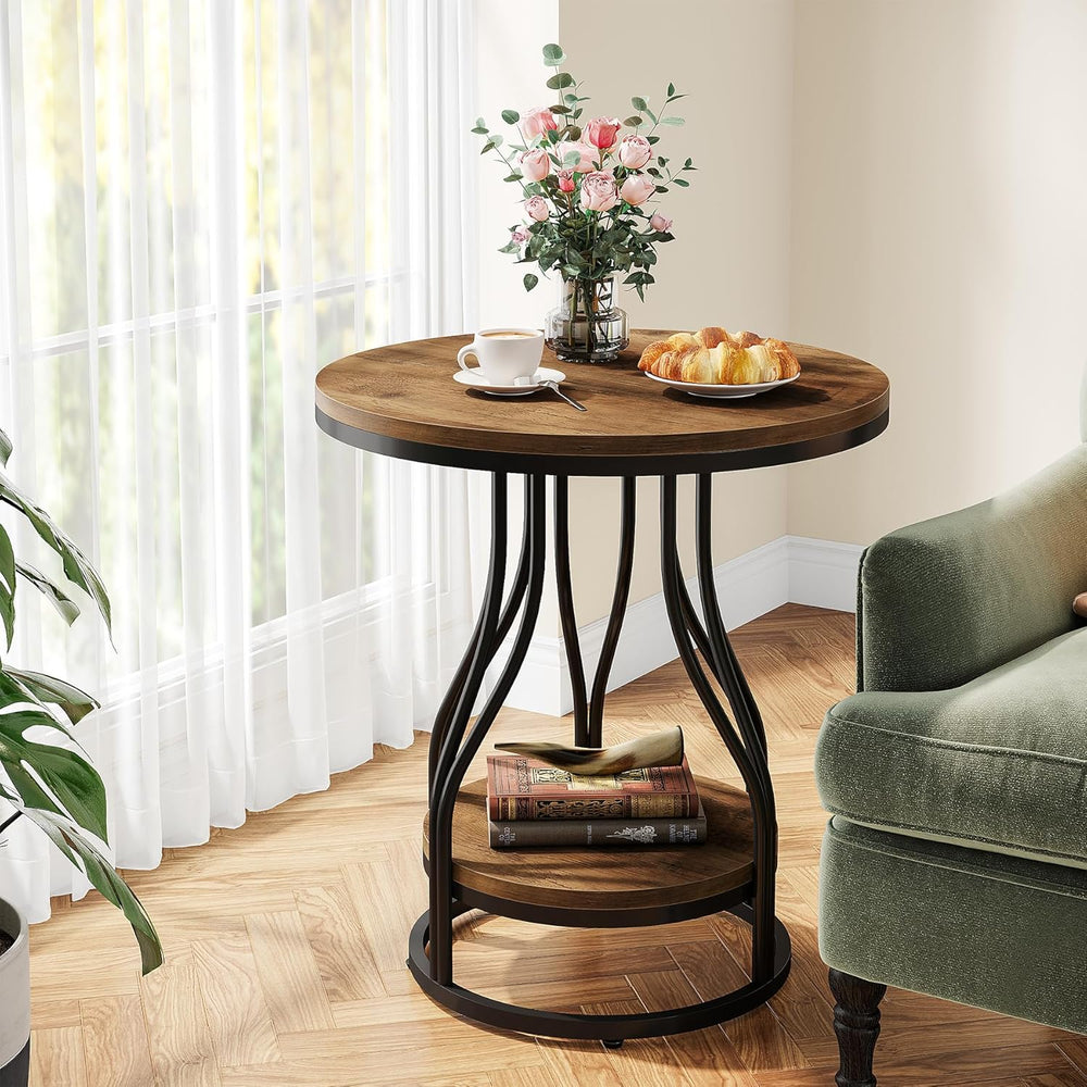 Tribesigns Round Side End Table 2-Tier End Tables Modern Bedside Table Small ...