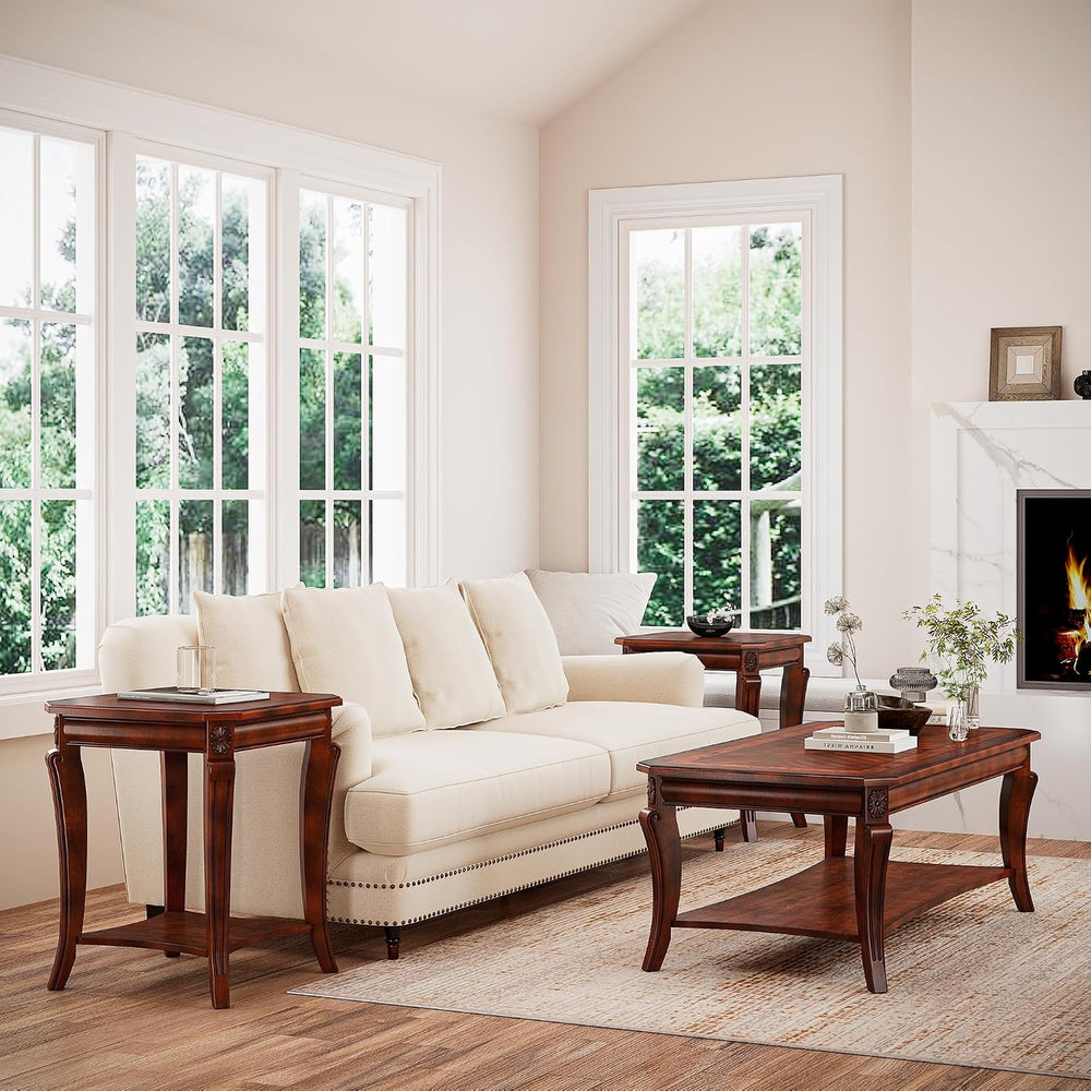 Living Room Tables Set of 3- One Coffee Table and Two End Tables with Storage...