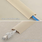 ZhiYo 5.6ft Cord Covers for Wires on Floor, Cord Hider Floor Hide Extension Cords, Soft PVC Cable Cover Cable Protector, Wire Cavity W0.62in H0.31in, Beige