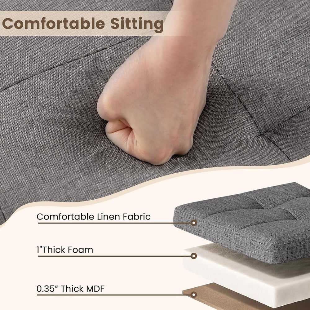 Giantex Storage Ottoman Bench with Tray Lid, Folding Linen Fabric Foot Stool ...