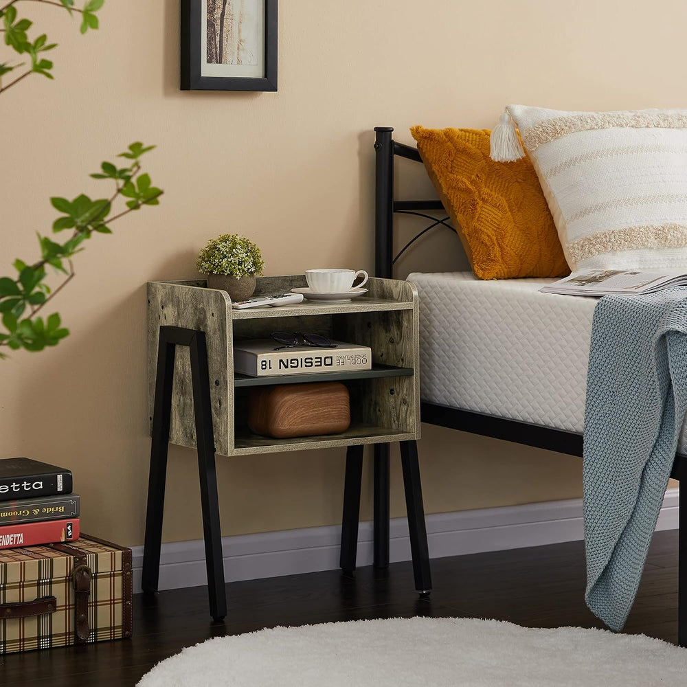 VECELO Nightstand Set of 2,Industrial Side Table End Table,Stackable Accent T...