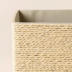 Storage Baskets Set 4 - Stackable Woven Basket Paper Rope Bin, Storage Boxes for Makeup Closet Bathroom Bedroom (Beige)