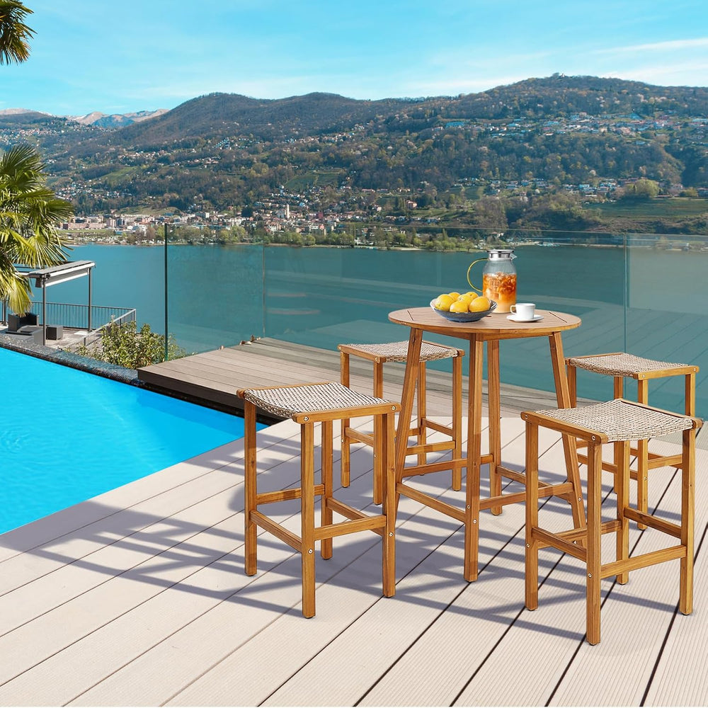 COSTWAY Outdoor Bar Stools Set of 4, 30-inch Height Backless Bar Chairs with ...