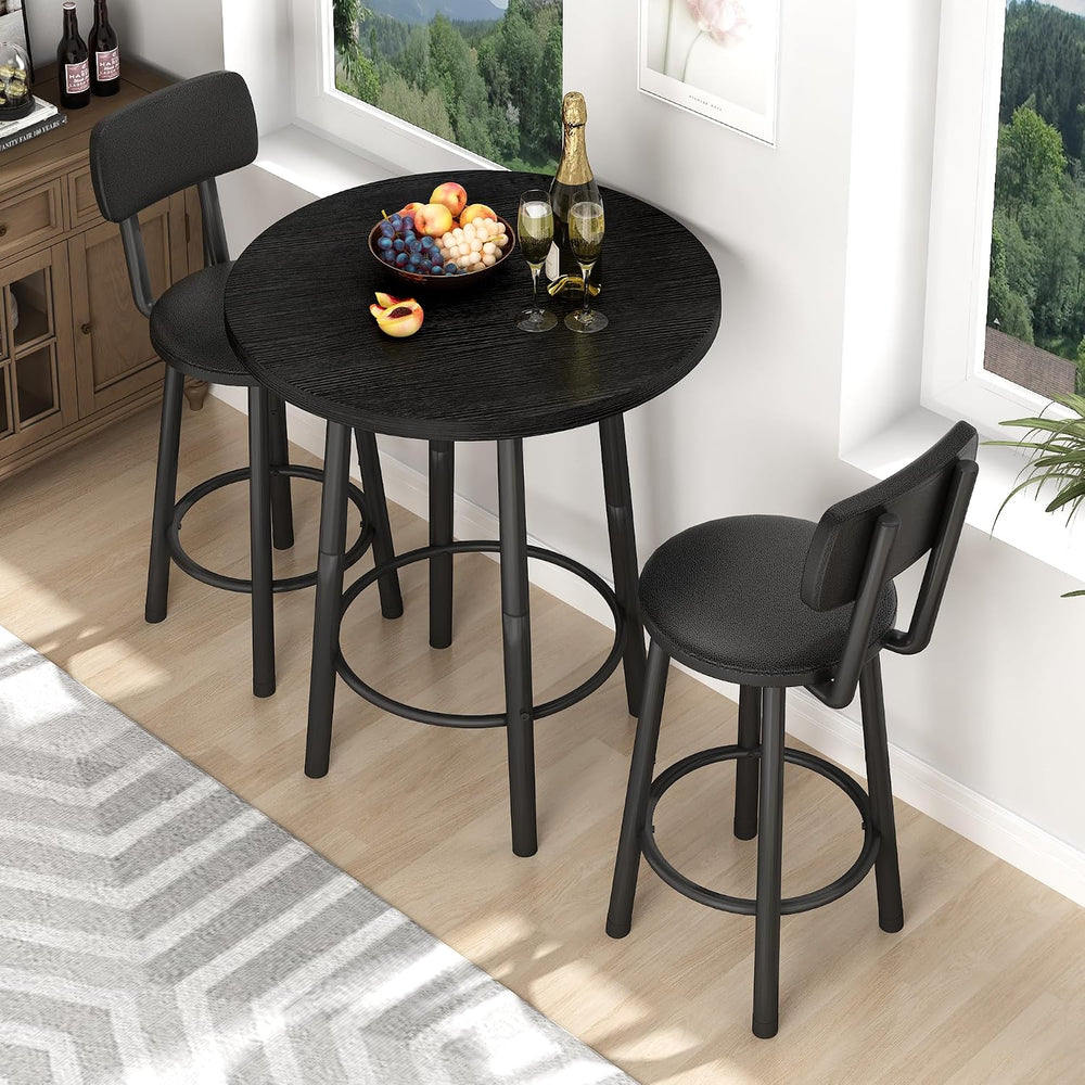 Recaceik 3‑Piece Pub Dining Set, Counter Height Modern Round Bar Table with W...