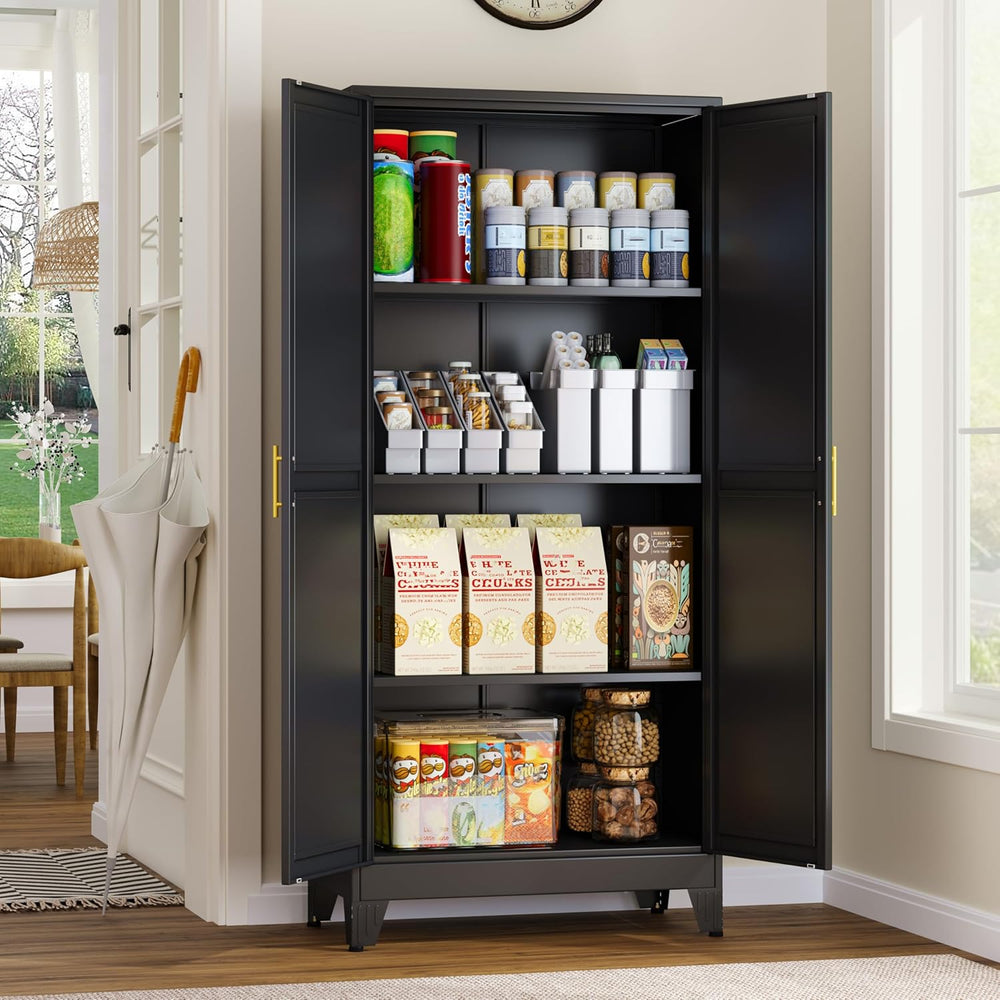 GAIOUS Metal Storage Cabinet, Black Pantry Storage Cabinets with 2 Door | and...