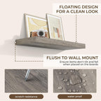 RICHFOCUS 31.5Inch Floating Shelves for Wall 2 Pack Shelves for Bedroom|Kitchen|Bathroom Wall Mounted Rustic Wood Floating Shelf with Invisible Brackets for Books|Storage|Decor, Grey