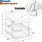 Simple Houseware 3-Tier Crystal Clear Stackable Document Letter Tray Paper Organizer - Desk Organizer for A4/Letter Size Documents, File Sorter, Paper Holder, Office Desktop File Storage, Acrylic Look