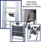 Ladder Hanger set of 2 For Garage Wall - Black Heavy Duty Utility Hook For Wall Mount Ladder Storage. Versatile Tool Holder To Maximize Space In Shed, Workshop, Garden, Hang Wheelbarrow, Folding Chair