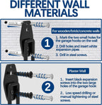 3-H Garage Wall Hooks 28 Pack, Garage Hooks Heavy Duty with Extra Welding Spots, Wall Mount Storage Organizer for Hanging Garden Lawn Tools, Ladder, Bike, WeedEater, Chair, Shovel, Blower (Black)