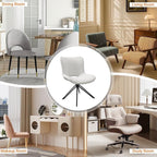 Dining Chairs Set of 4, 360° Swivel Armless Faux Leather Accent Chairs with Padded Back and Metal Legs, Mid-Century Modern Kitchen, Dining Room, Living Room, Bedroom White