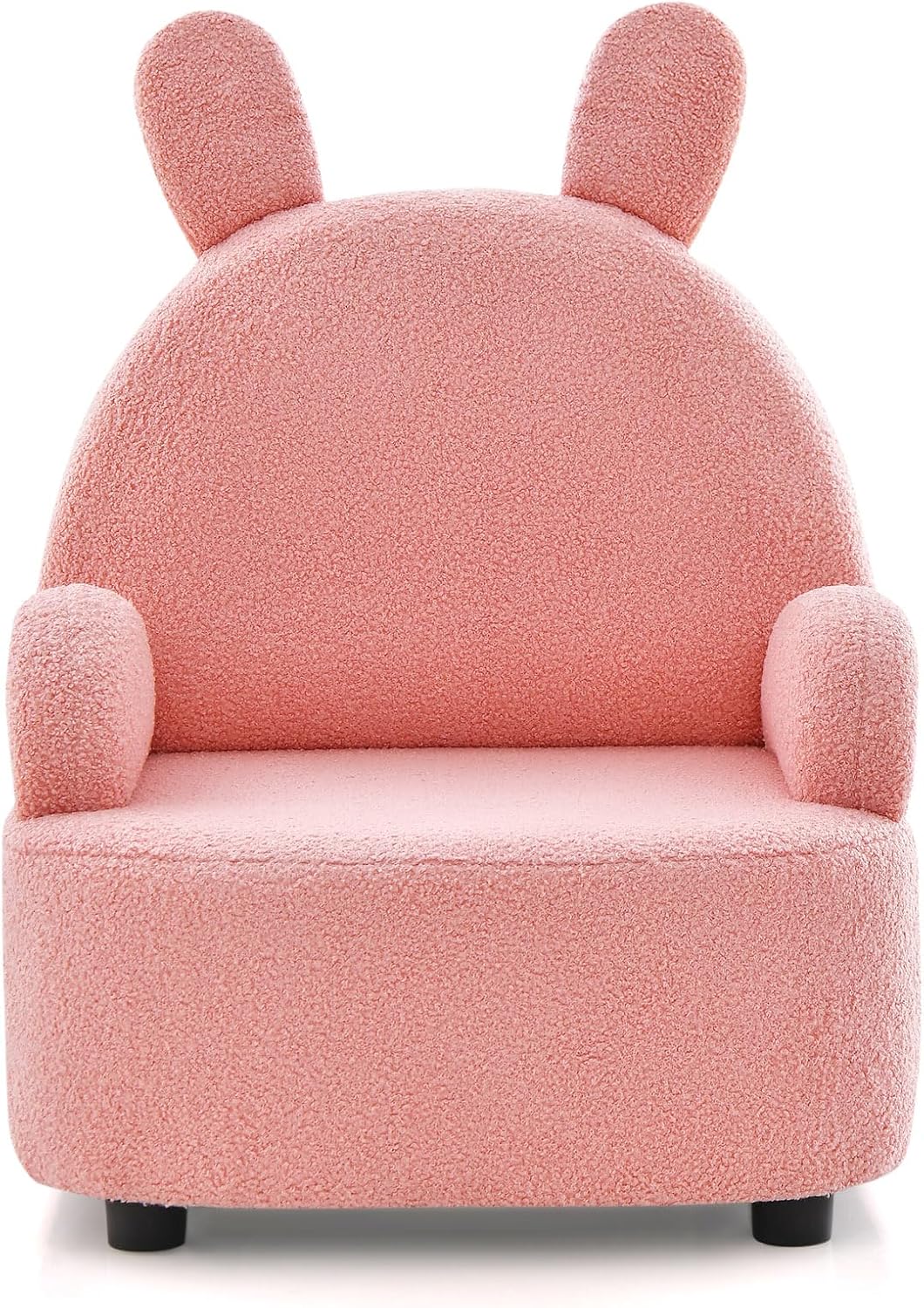 INFANS Kids Sofa with Footstool, 2 Seat Toddler Upholstered Couch, Children Armrest Chair Lounge for Nursery Kindergarten Kids Room Boys Girls, Sturdy Wood Construction Velvet Surface (Rabbit)