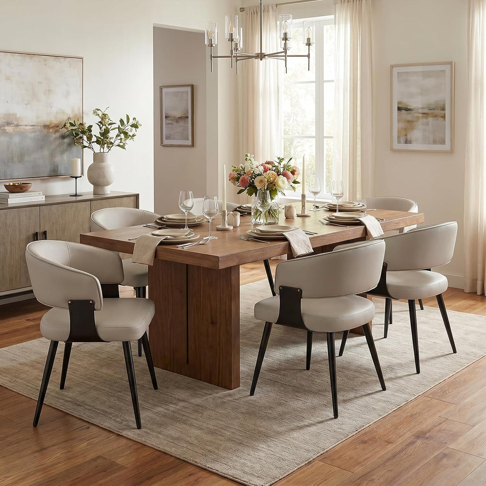 Dining Chairs Set of 6, Modern Faux Leather Kitchen Chairs