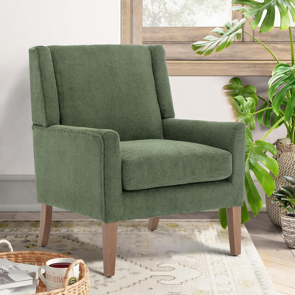 COLAMY Modern Wingback Living Room Chair, Upholstered Fabric Accent Armchair,...