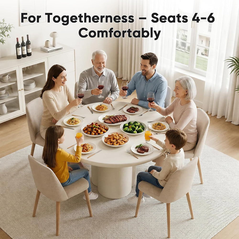 45-Inch Thick Concrete Dining Table for 4. Unique Cloud-Shaped Base, Sturdy D...