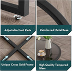 SAYGOER Small Round Dining Table for 2,Glass Circle Kitchen Dinner Table,26.7'' Multifuntional Modern Desk for Dining Room,Office,Kitchen,Apartment,Easy Assembly, All Black