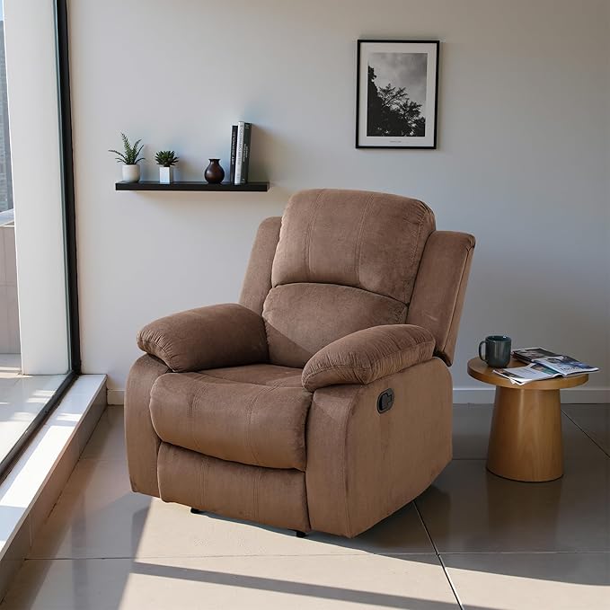 Recliner Sofa Set Couches for Living Room Chair Pineapple Velvet Fabric Living Room Furniture Sets, Adjusted Reclining Couch Furniture Sofa Set for Theater Seating, Brown