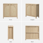 SICOTAS 68" W Rattan Sideboard Buffet Cabinet with Storage Set of 2, Mid Century Modern Credenza with Arch Doors & Shelves Boho Coffee Bar Media Console Cabinets for Kitchen, Living Room, Entryway
