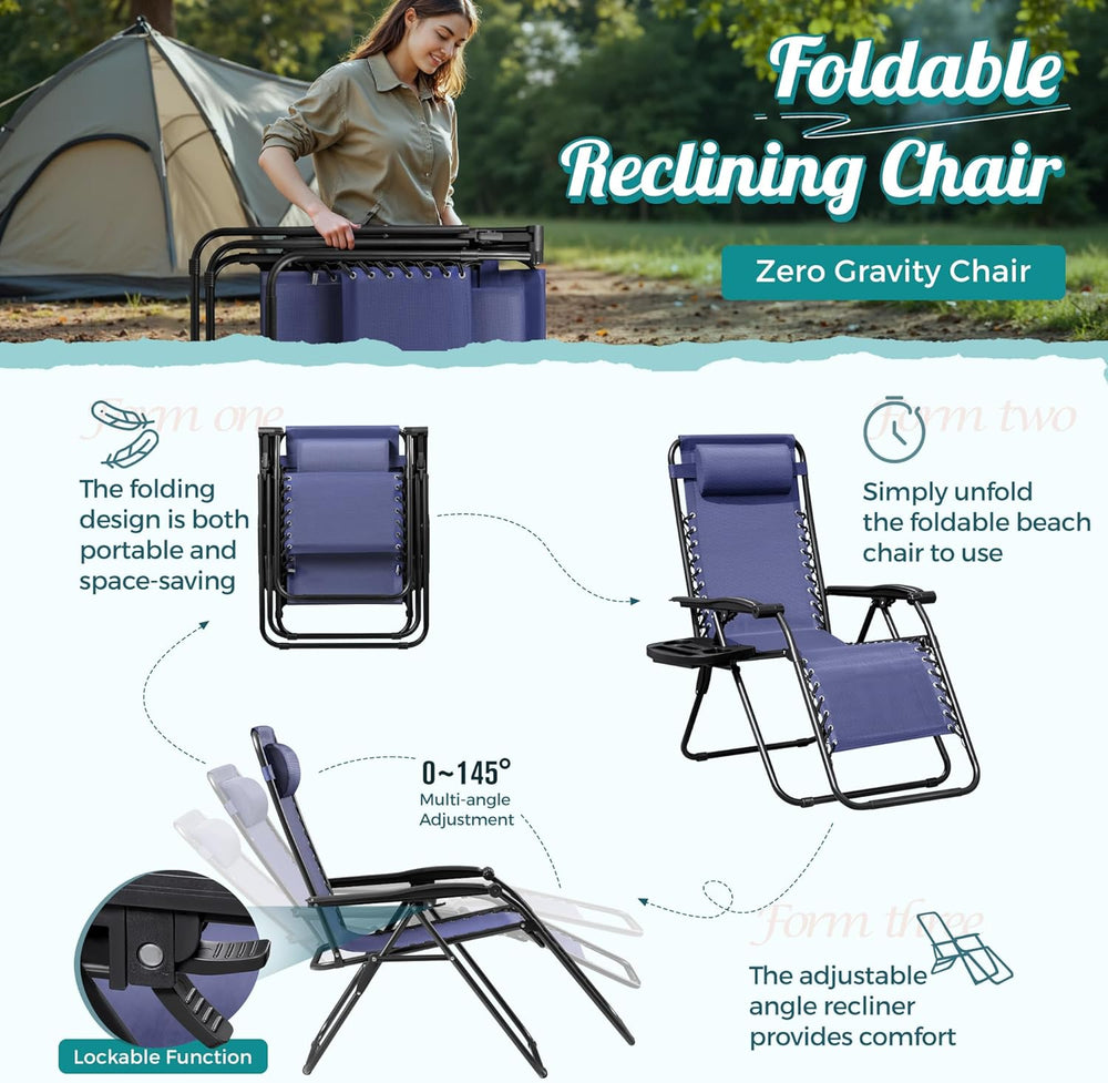 Homall Zero Gravity Chair Patio Folding Lawn Outdoor Lounge Gravity Camp Recl...