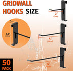 HUHOLE Gridwall Hooks 2 Inch, 50PC Display Hooks for Grid Wall, Hook for Grid Wall Panel, Black