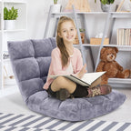 Giantex Folding Floor Chair with Back Support, 14 Adjustable Position, Padded Sleeper Bed, Couch Recliner, Gaming Floor Chairs for Adults, Meditation, Living Room (Grey)
