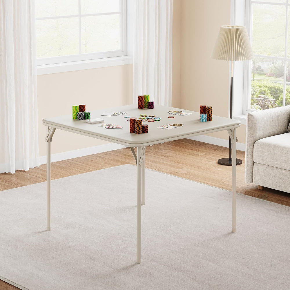 33.6'' Folding Square Card Table, Portable Card Table with Folding Le...