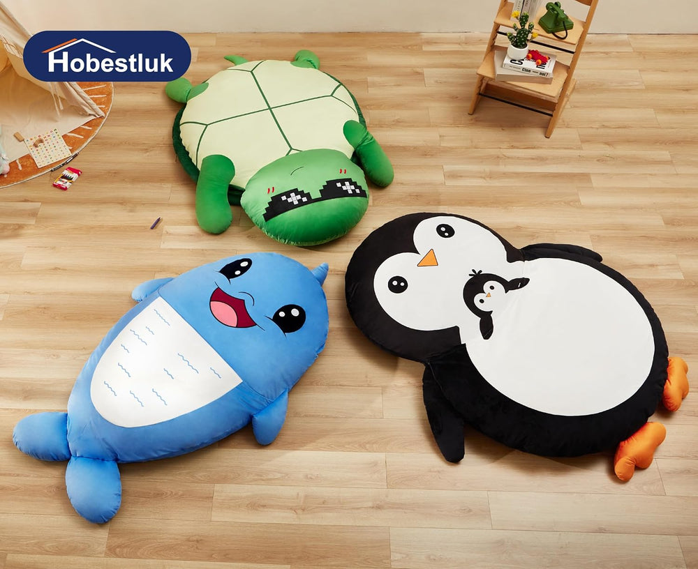 Hobestluk Bean Bag Chairs for Adults Bean Bag Cute Floor Cushions Black | Lar...