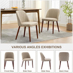 Wooden Dining Chairs Set of 4, Upholstered Kitchen Dining Room Chairs with Padded Seat and Wood Legs, Modern Fabric Side Dinner Chair for Kitchen, Dining Room, Restaurant, Cafe, Camel