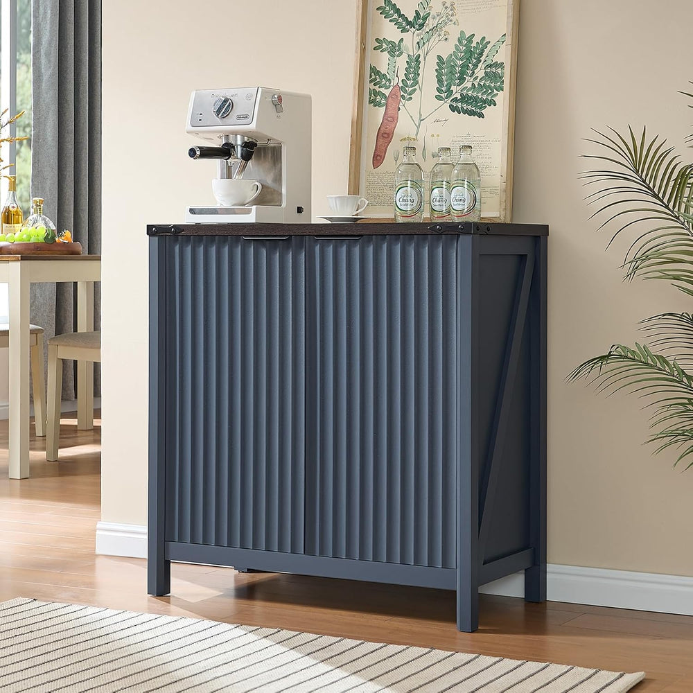 BuildHom 32" Sideboard Buffet Cabinet with Storage, Fluted Accent Storag...