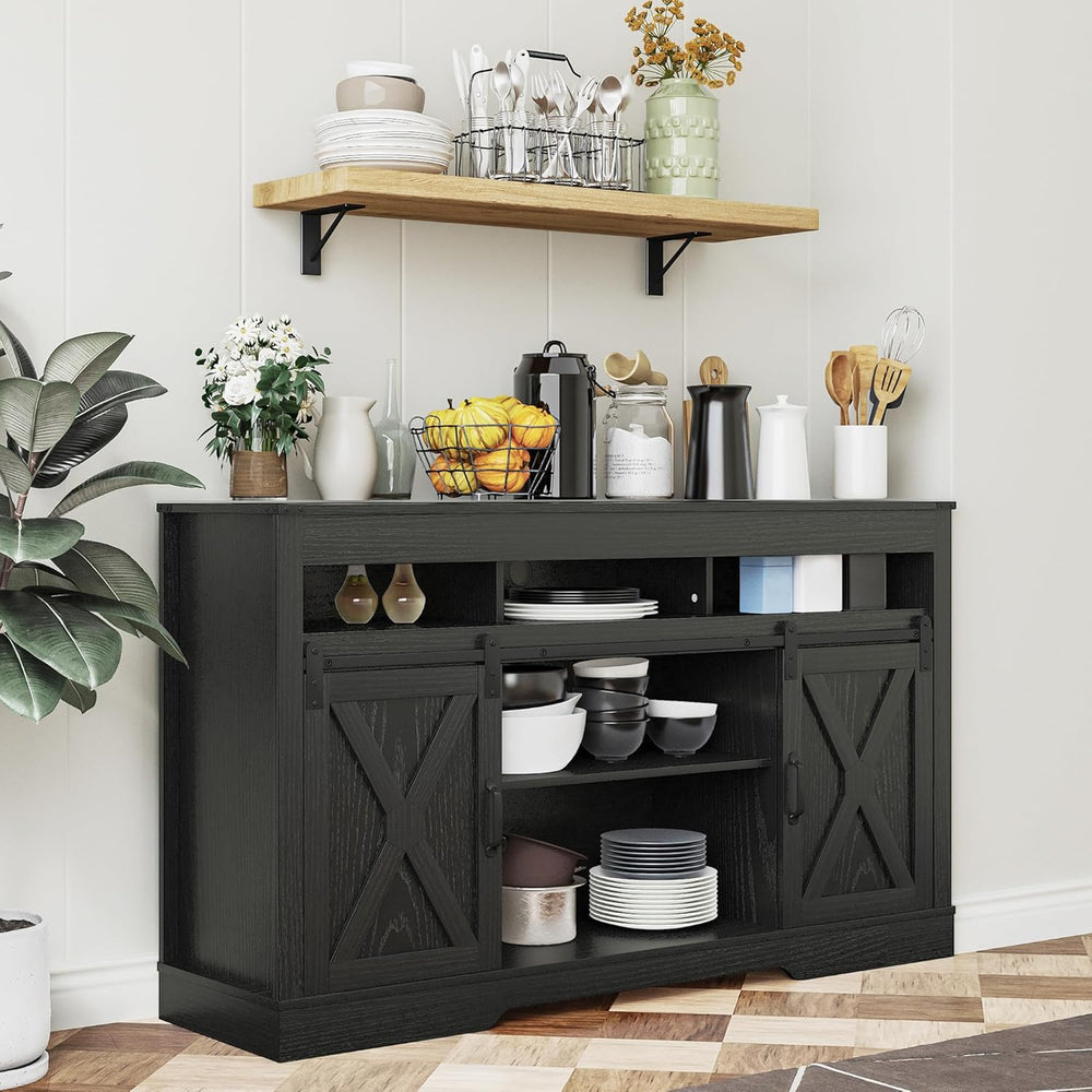 FansaFurn Farmhouse TV Stand for 65+ Inch TV | 34" Entertainment Center ...
