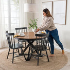 Bush Furniture Round Dining Table, 45 inch Trestle Design, Modern Transitional, West End Collection, Dark Brown and Black