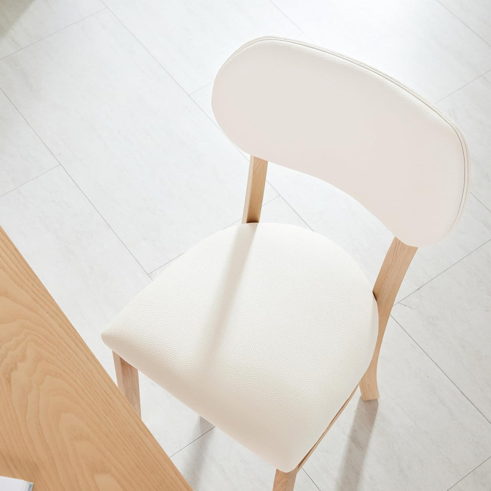 Livinia Tony Dining Chair Set of 2, Solid Malaysian Oak PU Leather Upholstere...