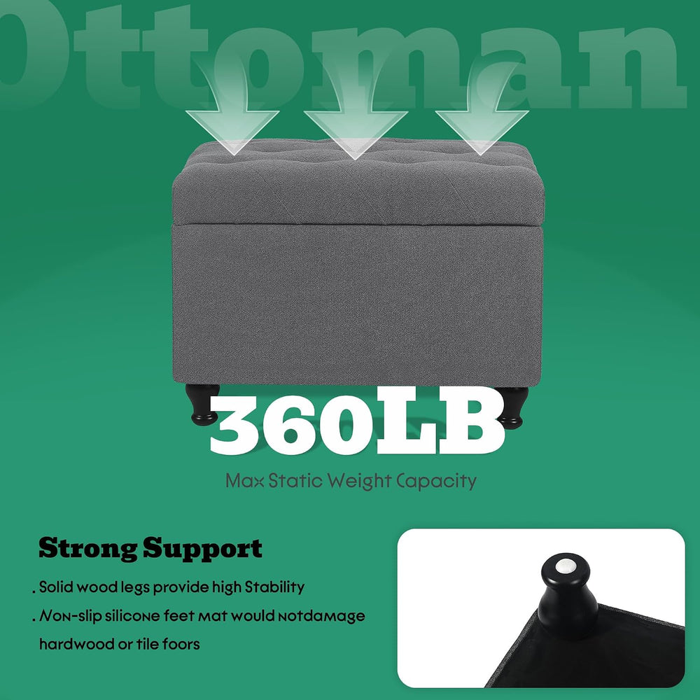 Ottoman with Storage 24'' Storage Ottomans Fabric Ottoman Footstools ...